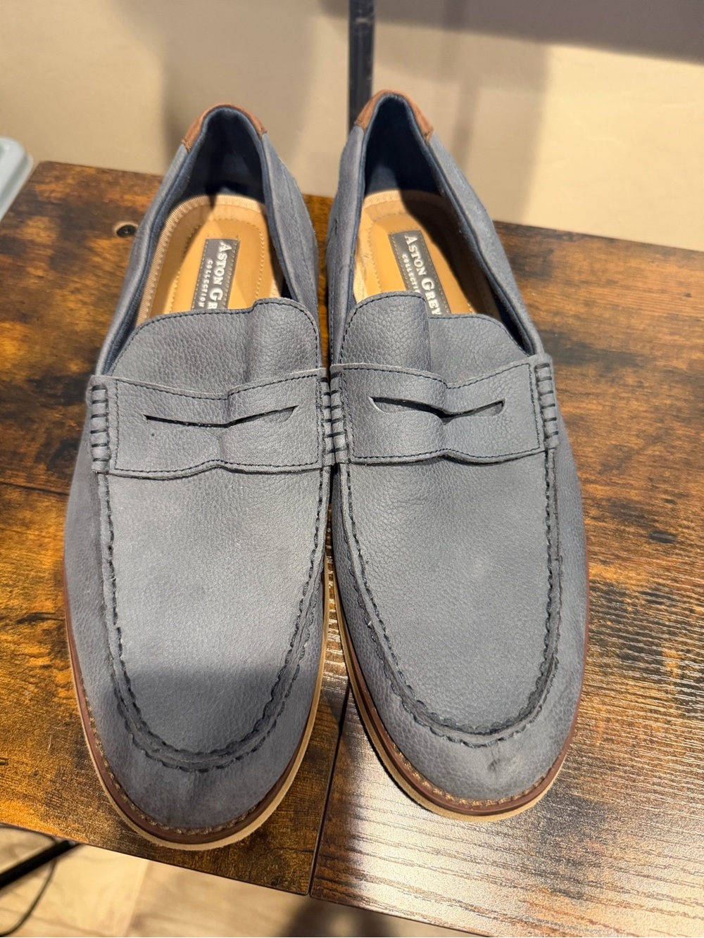 Ashton Grey Toldijk Penny Loafers in a grey/greyish-blue suede Size 10